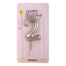 Birthday Candle Two - Silver 6 cm No. 02