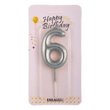 Birthday Candle Six - Silver 6 cm No. 02