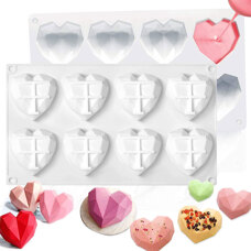 Cakes and Muffins - Silicone Mold - Geometric Hearts 8 cavities
