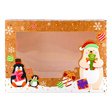 Christmas Box With A Window - Snowman, Penguins & Gingerbread Man