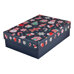 Christmas Gift Box with Lid - Navy Blue Background With Cookies and Snowflakes