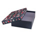 Christmas Gift Box with Lid - Navy Blue Background With Cookies and Snowflakes