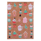 Christmas Gift Box with Lid - Kraft Background with Cupcakes, Mugs & Nutcrackers L