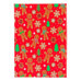 Christmas Gift Box with Lid - Bright Red with Gingerbread Men and Snowflakes L