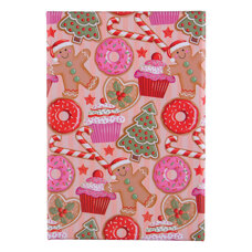 Decoration Materials - Christmas Gift Box with Lid - Pink with Donuts, Cupcakes, and Holiday Cookies L