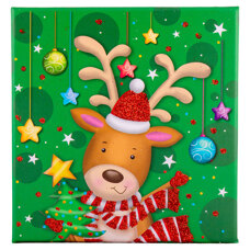 Christmas Gift Box with Lid - Reindeer with Christmas Hat