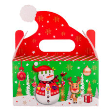 Christmas Bag - Santa Hat-Shaped Box with Snowman and Reindeer
