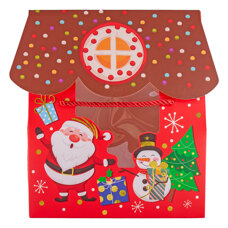 Christmas Bag - Gingerbread-Style House Box with Frosting Roof and Window