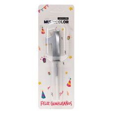 Birthday Candle - Silver 7 cm No. 1