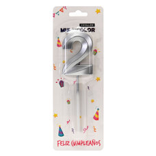 Decoration Materials - Birthday Candle - Silver 7 cm No. 2