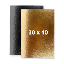 Cakes and Muffins - Cake Board Rectangular Black/Gold Thin Bakety 30/40 cm