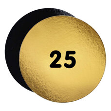 Cake Board Round Black/Gold Thin 25 cm