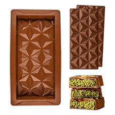 Silicone Chocolate Mold – Small Bar with Geometric Pattern