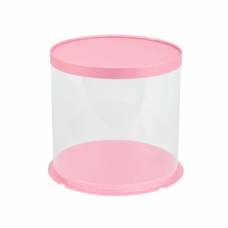 Round Transparent Cake Box Ø21,5 × H15 cm - Pink