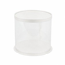 Кръгла прозрачна кутия за торта Ø21 × 15 см - бяла