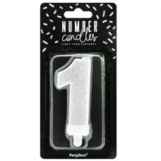 Birthday Candle Number 1 - Silver
