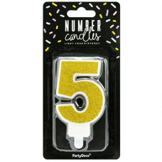 Birthday Candle Number 5 - Gold