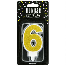 Birthday Candle Number 6 - Gold