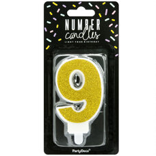 Birthday Candle Number 9 - Gold