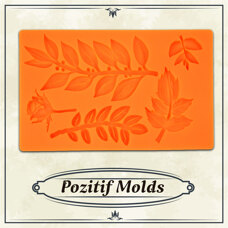 Silicone Mold Pozitif - Rose With Leaves