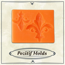 Modeling Molds - Pozitif Silicone Mould – Fleur-de-Lis, 2 Ornaments, 8 × 6 cm