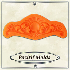 Modeling Molds - Pozitif Silicone Mould – Floral Ornament with Medallion, 5 × 13 cm