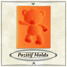 Pozitif Silicone Mould – Teddy Bear with Raised Paw, 7.5 × 9 cm
