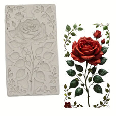 Silicone Mold – Rose with Leaves and Buds