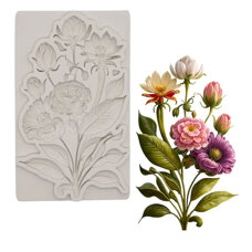 Silicone Mold – Mixed Floral Bouquet