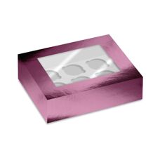 Кутия за 6 мъфина SimplyMaking - розова металик