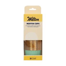 Wilton Muffin Cups Aqua/Gold pk/50